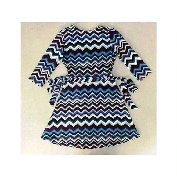 Leota Sz S Petite Perfect Wrap Dress Knit Navy Print 3/4 Slv Work Comfy Casual - Picture 4 of 16